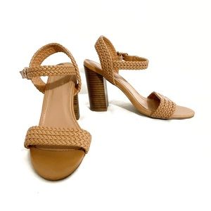 Catherine Malandrino • Dlorm tan woven high heel sandals • 8.5 c
